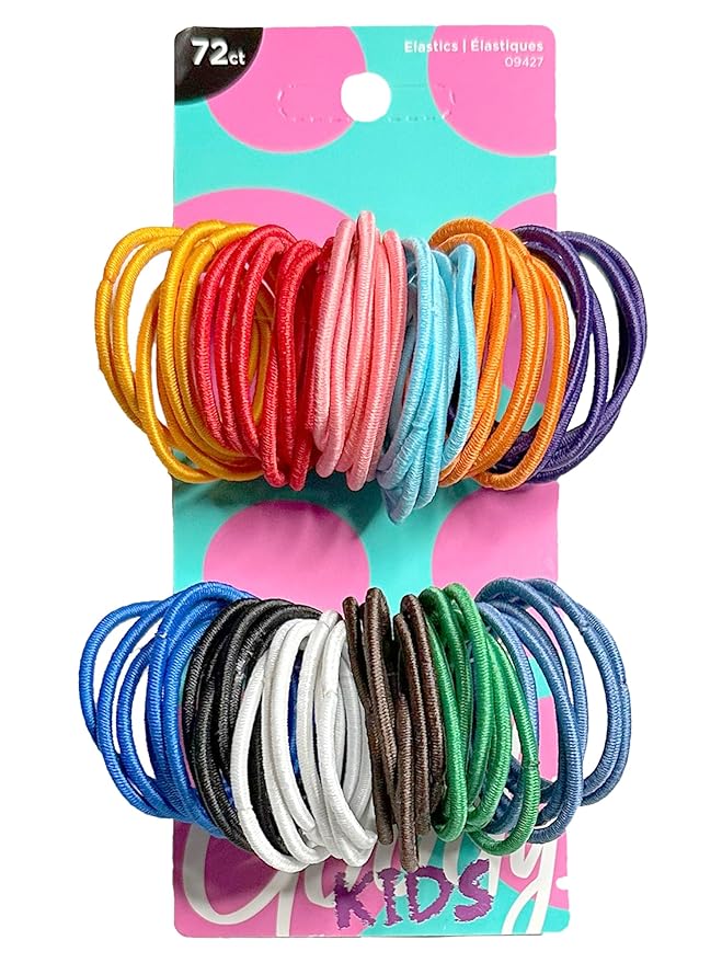 Goody Girls Ouchless Elastic Hair Tie - 72 Count 2MM, Assorted Bright and Pastel Colors - Perfect for Fine to Medium, Curly Hair - Pain Free Hair Accessories for Children, Girls and Boys