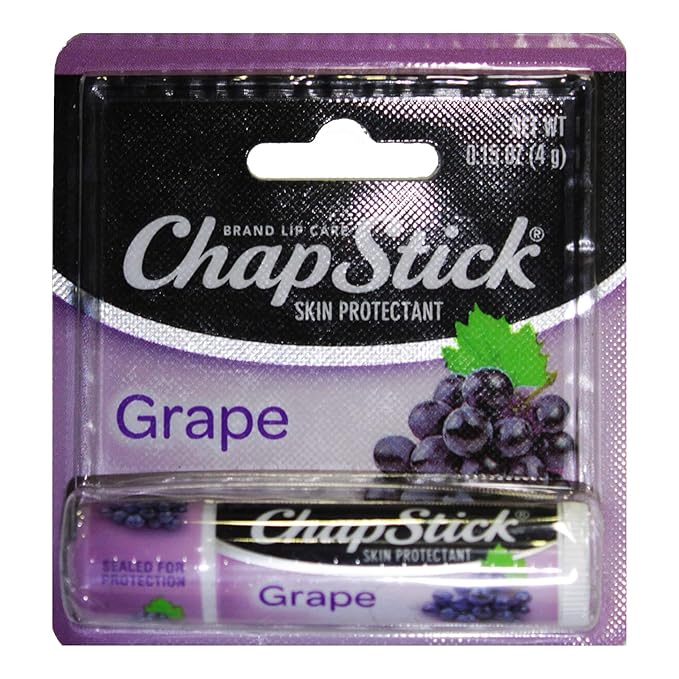 Chapstick (1) Stick Grape Flavored Lip Balm - Paraben Free Lip Care - Carded 0.15 oz