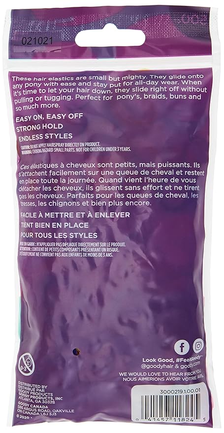 Goody Kids 60 Count Ouchless Elastic Hair Ties, Brights or Pastels + 500 Count Assorted Color Polybands
