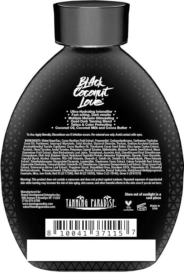 Tanning Paradise Aloe Black Tanning Lotion | Anti-Aging, Anti-Orange, Anti-Wrinkle Matte Black Bronzer Tanning Lotion | Tattoo & Color Fade Protection | Aloe Vera Cashmere Blend Tanning Lotion 13.5 oz