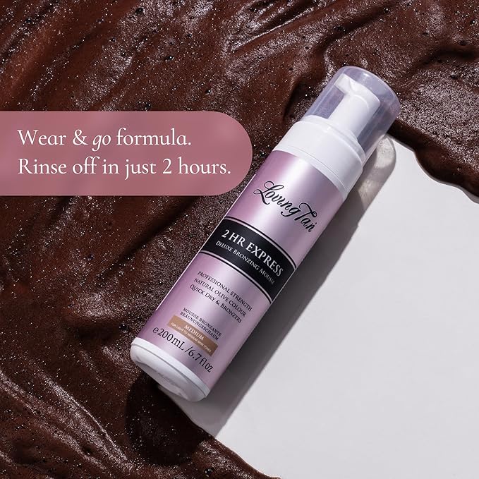 Loving Tan 2 HR Express Mousse, Medium - Streak-free, Natural Tan, Up to 5 Applications, Cruelty-Free, Dermatologist-Tested, 6.7 FL Oz