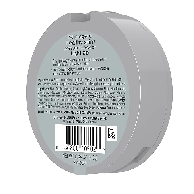 Neutrogena Healthy Skin Pressed Makeup Powder Compact with Light 20,. 34 oz