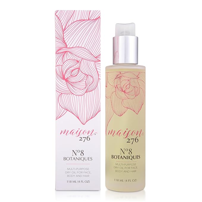 Maison 276 No. 8 Botaniques Multi-Purpose Moroccan Oil Moisturizer for Face, Body & Hair, After Bath & Shower Body Oil For Women & Men, Paraben Free, Sulfate Free, 4 Fl Oz