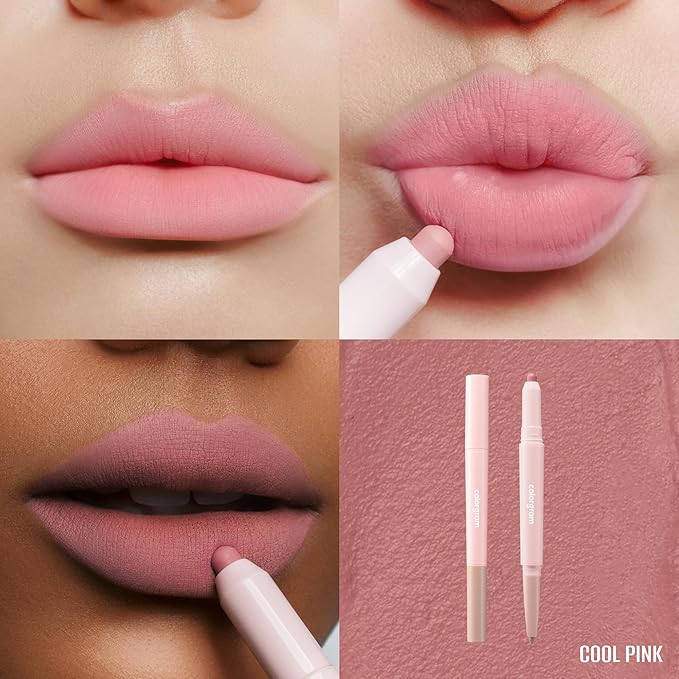 COLORGRAM All In One Over-Lip Maker 02 Cool Pink | Versatile Lip Liner & Contour with Natural Shades, Matte finish, Bigger and Fuller Lips, Plumping effect, Smooth creamy texture