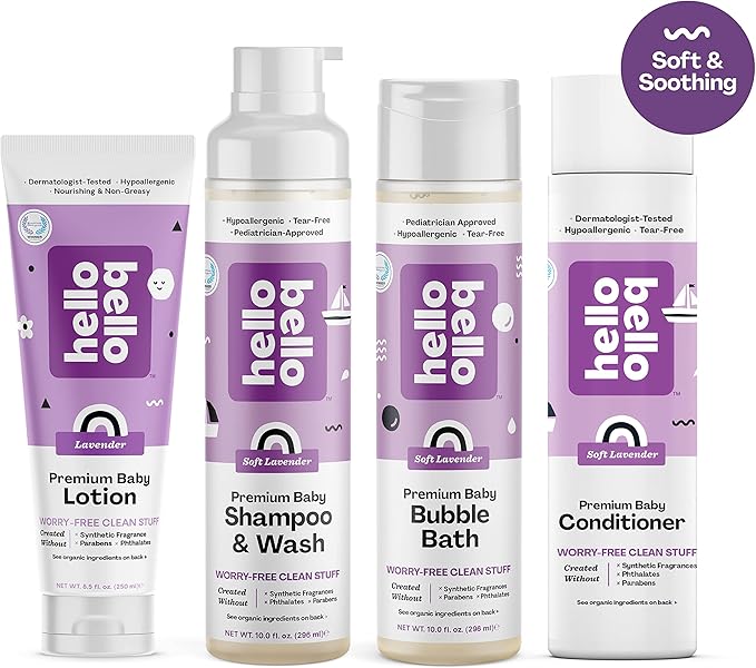 Hello Bello Soft Lavender Conditioner | Hypoallergenic, pH-Balanced & Dermatologist-Tested, Plant Based Formula for Babies and Kids | 10 FL Oz