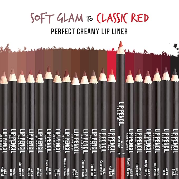 Professional Slim Lip Pencil, Creamy Soft Lip Liner, Smooth Long-Lasting Rich Lip Color, Natural Lip Makeup, Water-Resistant Lip Crayon (Deep Red)