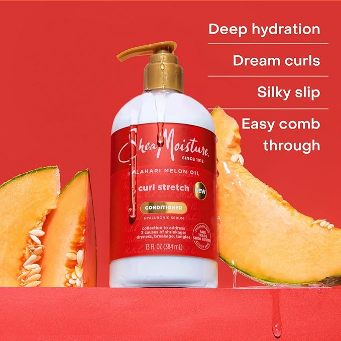 SheaMoisture Curl Stretch Conditioner Kalahari Melon Oil Infused with Hyaluronic Serum, Hydration Hero Deeply Moisturizes and Repairs Damage, for Easy Detangling and Styling 13 Fl Oz
