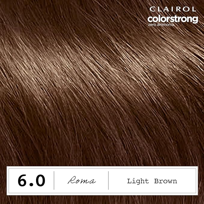 Clairol ColorStrong Permanent Zero Ammonia Hair Dye, 6.0 Light Brown - Roma Hair Color, Pack of 1