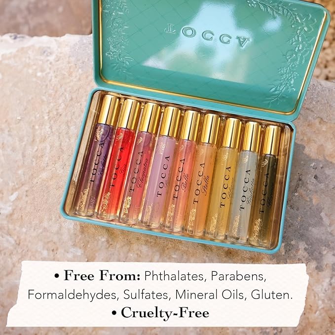 Tocca Luxury Fragrance Wardrobe - Set of 9 Travel Size Women's Perfumes in Giftable Tin Case ($101 Value), Includes Florence, Cleopatra, Stella, Giulietta, Simone, Colette, Liliana, Gia & Belle