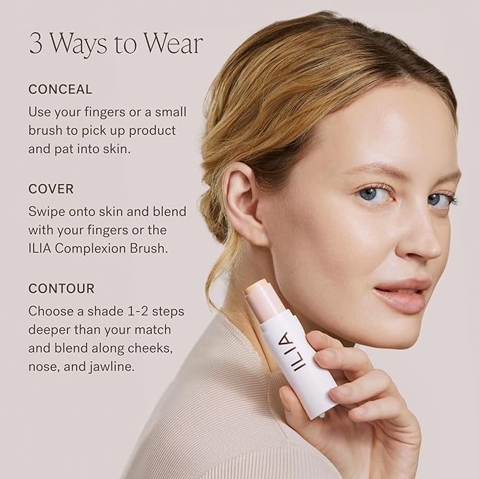 ILIA - Skin Rewind Complexion Stick - Foundation + Concealer + Skincare | Non-Toxic, Vegan, Cruelty-Free, Clean Makeup (35W - Acacia, 0.35 oz | 10 g)