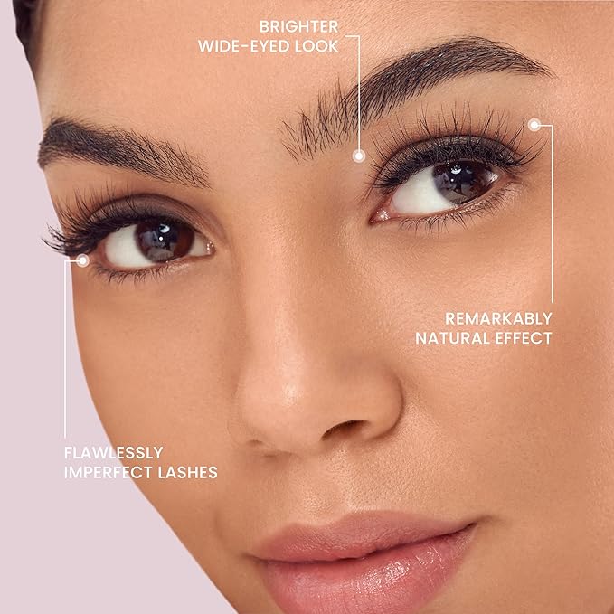 KISS The New Natural, False Eyelashes, 'Wide Slacks', 12 mm, Includes 4 Pairs Of Lashes, Contact Lens Friendly, Easy to Apply, Reusable Strip Lashes