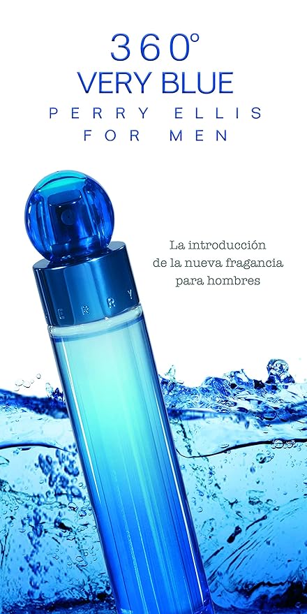 Perry Ellis 360 Very Blue for Men - 3 Pc Gift Set 3.4oz EDT Spray, 0.25oz EDT Spray, 3oz Shower Gel