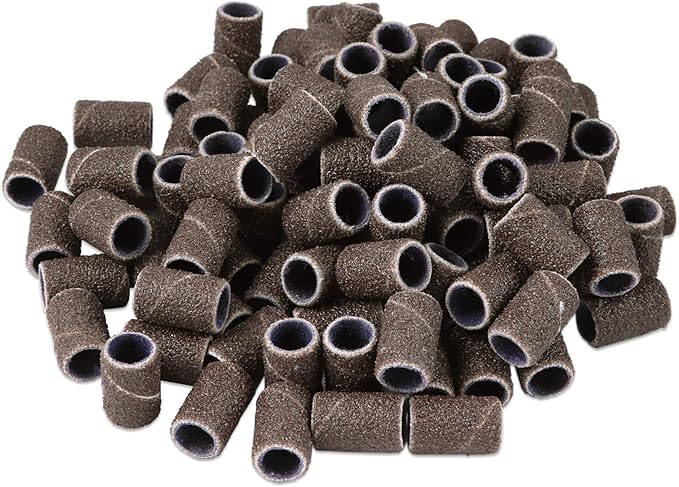 PANA 100 Pieces Nail Sanding Bands Professional Nail Manicure Great Fit for Nail Drill Bits for Acrylic Nails (80 Grit, Brown)