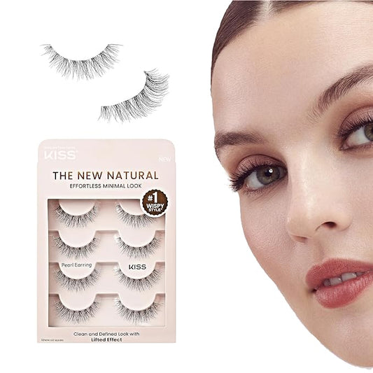 KISS The New Natural, False Eyelashes, 'Freckles', 12 mm, Includes 1 pair of lash, Contact Lens Friendly, Easy to Apply, Reusable Strip Lashes