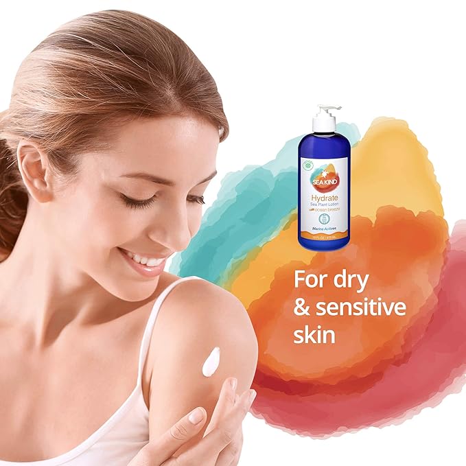 All Natural Hydrate Ocean Breeze Sea Plant Hand and Body Lotion for Women and Men, Essential Oil Scent, 16 Fl Oz, Non Comedogenic, Vegan Moisturizer for Dry and Sensitive Skin, No Parabens