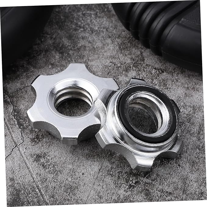 Garneck 2pcs Standard Barbell Spin-Lock Collars Screw Clamps 1 inch(Silver)