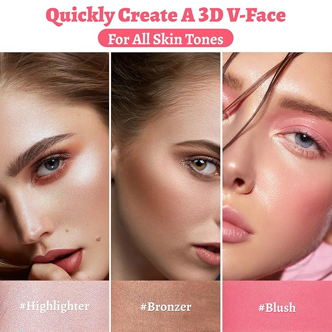 Face Stick Trio 3Pcs Multi Makeup Blush Highlighter