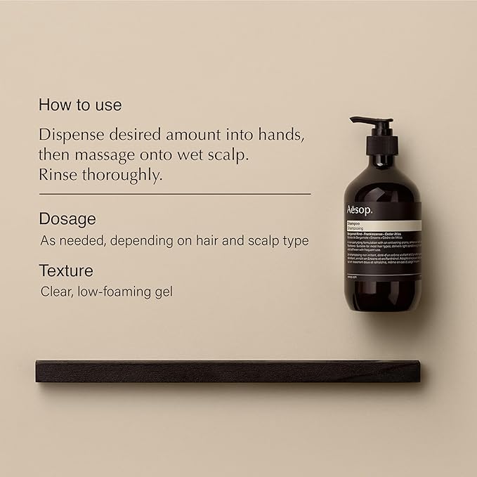 Aesop Shampoo | Soften Hair, Restore Shine | Bergamot Rind, Frankincense, Cedar Atlas | 16.9 oz / 500mL