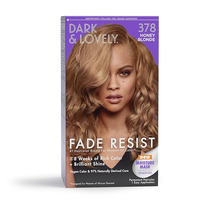 SoftSheen-Carson Dark and Lovely Fade Resist Rich Conditioning Hair Color, Permanent Hair Color, Up To 100 percent Gray Coverage, Brilliant Shine with Argan Oil and Vitamin E, Honey Blonde