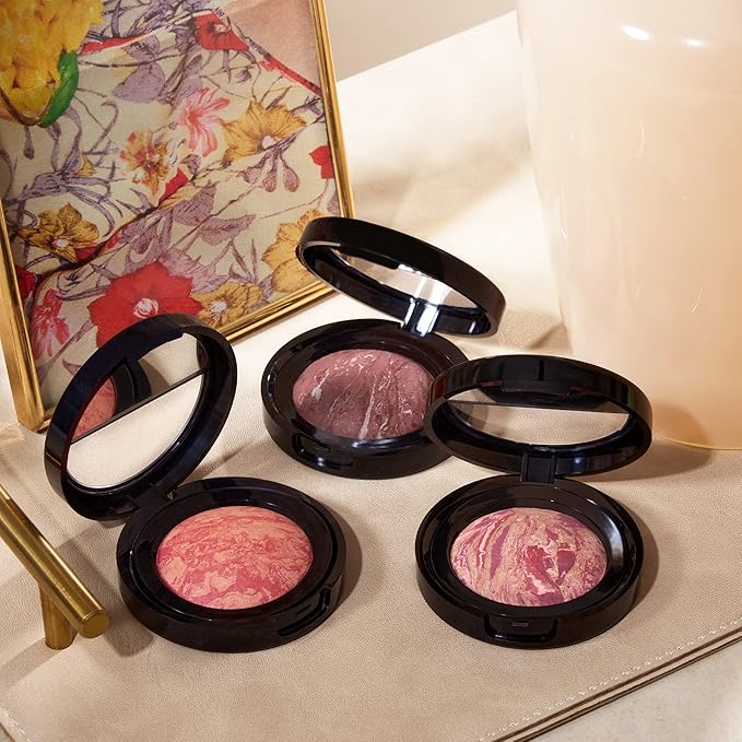 LAURA GELLER NEW YORK Baked Blush-n-Brighten Marbleized Blush + Angled Brush (03 Coral Cove, 47mm)