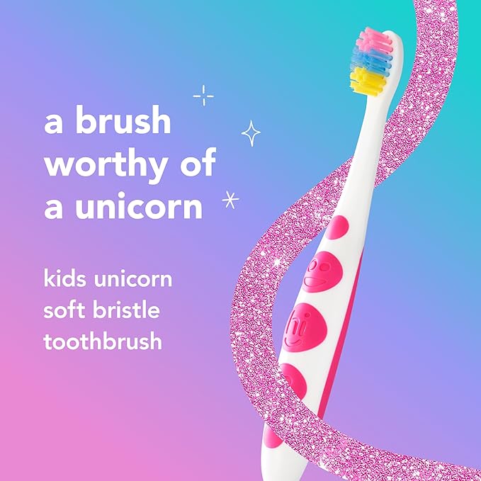 hello Soft Kids Toothbrushes, Unicorn Toothbrush Pack with Wide Handles, Made for Kids of All Ages, BPA-Free, Super Soft Bristles, Gentle on Gums, Tough on Pesky Plaque, 6 Pack