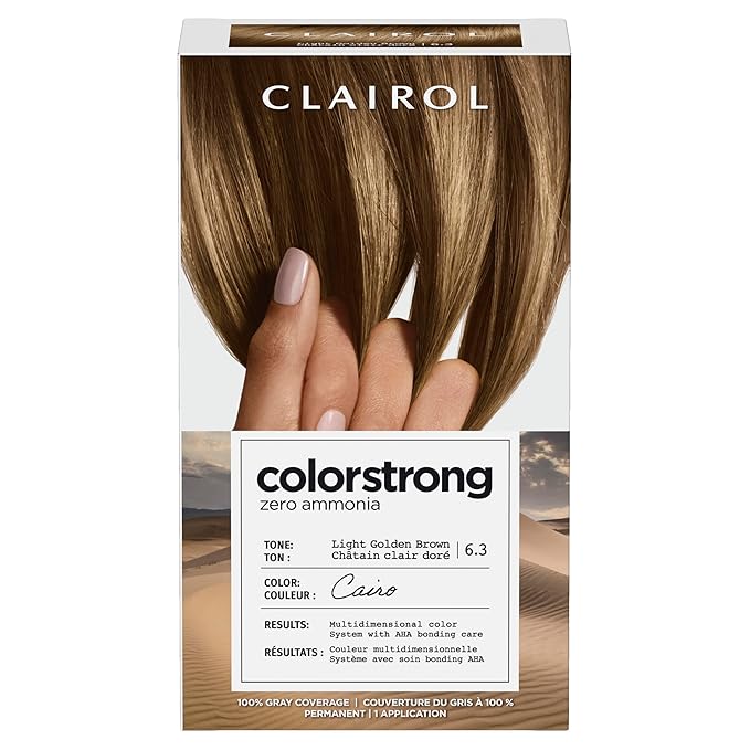 Clairol ColorStrong Permanent Zero Ammonia Hair Dye, 6.3 Light Golden Brown - Cairo Hair Color, Pack of 1