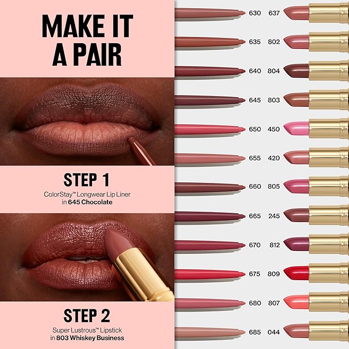 Revlon Colorstay Lip Liner with Built-In Sharpener, Valentine's Day Makeup Gifts for Women, Longwear Rich Colors, Smooth Application, 685 Natural, 0.01 oz