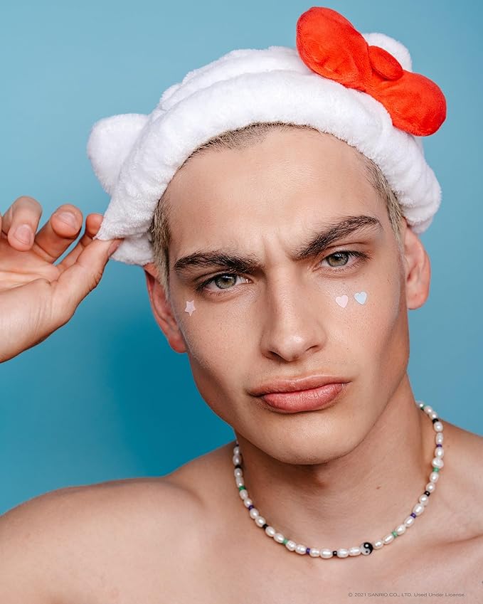 The Crème Shop Hello Kitty x Plush Spa Headband with Hello Kitty's Signature Bow, Face Wash Hair Band For Women