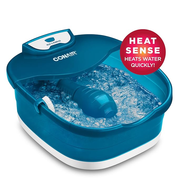 Conair Pedicure Foot Spa Bath with Heat reaching 104 Degrees, Massaging Foot Rollers, Soothing Bubbles, Pumice Stone and Nail Brush Included