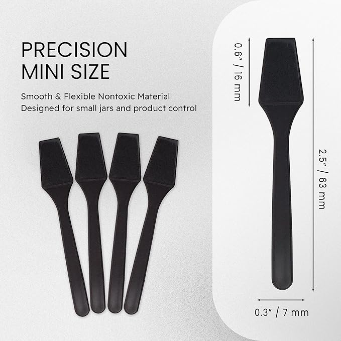 P 200pcs PANA Cosmetic Make Up Disposable Plastic 2.5" Spatulas Skin Care Facial Cream Mask Spatula (BLACK - 200 Pieces in a Box)