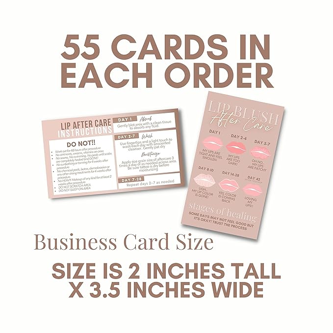 Lip Blush Aftercare Instruction Cards |