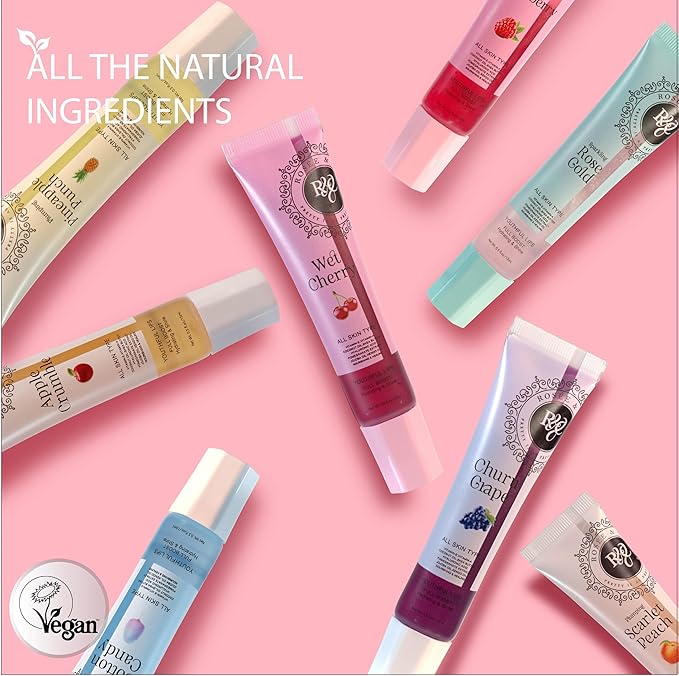 ROSÉE & CO Rosee Lip Gloss Vegan & Cruelty Free Treatment, Professional Make up, Long Lasting Glossy with Shea Butter, Moisturize, Protect & Smooth, High Shine, Non-Sticky - Set of 4-1