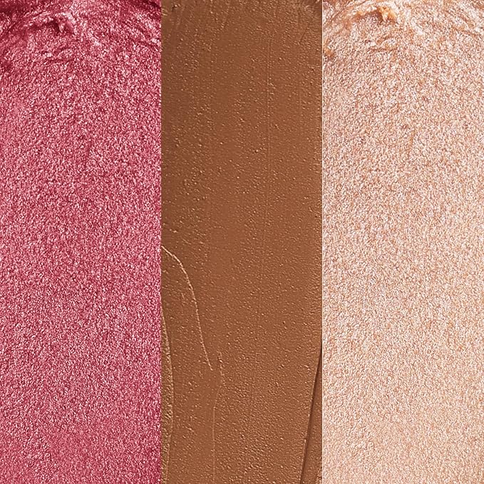 KIMUSE Face Sticks Trio, Cream Blush Stick & Highlighter Stick & Contour Stick for Sculpt the Cheeks, Long Lasting Cream Contour Stick Trio for Face Makeup, with Brush