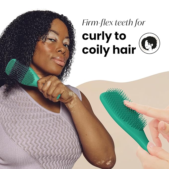 Tangle Teezer Ultimate Detangler Curly Hair Brush, Dry & Wet Hairbrush, Reduces Frizz & Breakage, for 3C to 4C Curly Hair Types, Aqua Green