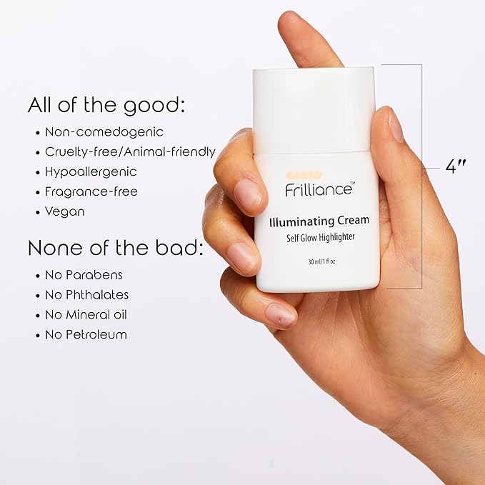 Frilliance Illuminating Cream, Hydrating Self Glow Highlighter, Cruelty Free Hypoallergenic for Teens of All Skin Types, 30 ml / 1 fl oz