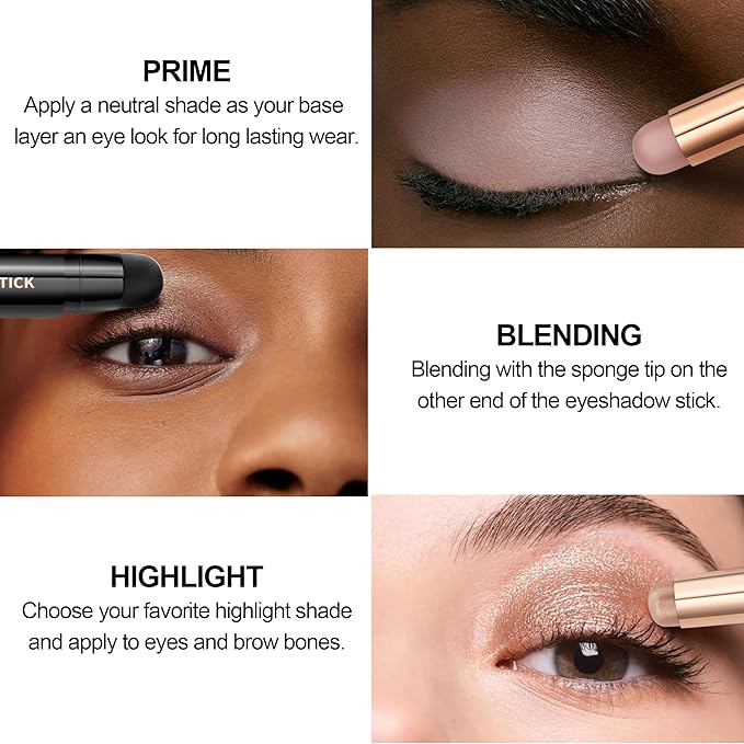 FV Waterproof Eyeshadow Stick Duo,Long-Lasting Cream Eye Shadow Makeup Sets, High Pigmented Eyeshadow Pencil with Shimmer Finish, Natural Look (Golden & Champagne)