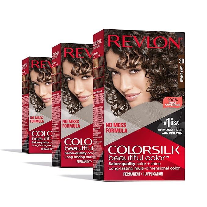 Revlon Colorsilk Beautiful Color Permanent Hair Color, (OLD VERSION) 30 Dark Brown (Pack of 3)