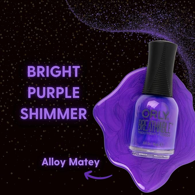 Orly Melting Point Nail Polish Collection | Bright Purple Shimmer | Long-Wearing, Full Coverage Formula with Gripper Cap | Vegan & Cruelty-Free (Alloy Matey)