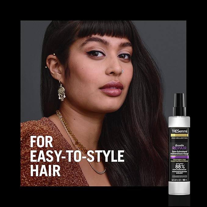 TRESemmé Pro Collection Keratin Repair Leave In Hair Treatment for Strong, Healthy-Looking Hair Care Hair Styling Treatment Spray Visibly Repair Split Ends 6.1 oz