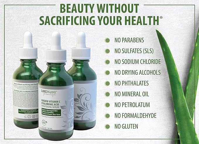 Vitamin C Serum For Face With Hyaluronic Acid: Brightening Treatment & Dark Spot Remover For Face Reduces Blemishes & Wrinkles (2oz)