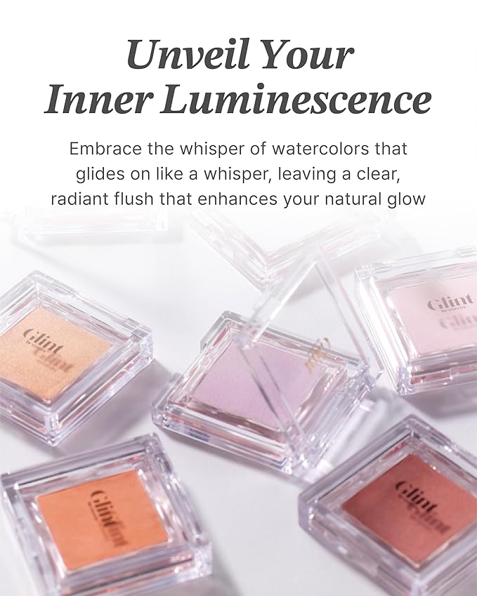 Glint Baked Blush (Pale Lilac, 0.08oz) - Long-Lasting, All-Day Face Blush Powder for a Natural Look. Korean Skin Care, Korean Makeup. Blendable Color for Eyes, Cheeks & Body.