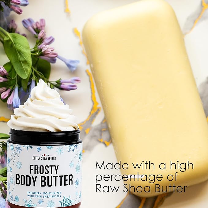 Shimmer Body Lotion with a Frosty Christmas Scent | Christmas Lotion Limited Edition with Organic Shea Butter | Body Butter for Women with Body Glitter | Christmas Skin Moisturizer