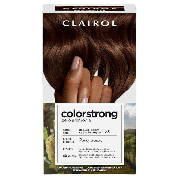 Clairol ColorStrong Permanent Zero Ammonia Hair Dye, 5.0 Medium Brown - Toscana Hair Color, Pack of 1