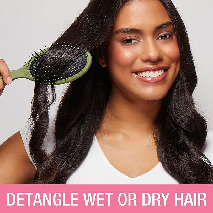 Conair Detangling Hair Brush 3PK - For wet and dry hair - curly hair brush - hair brushes for women - detangler brush - hair brushes for women - Evergreen, Blush Pink, Black Assorted