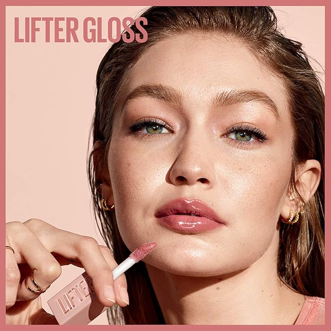 Maybelline Lifter Gloss, Hydrating Lip Gloss with Hyaluronic Acid, High Shine for Plumper Looking Lips, Crystal, Golden Neutral, 0.18 Ounce