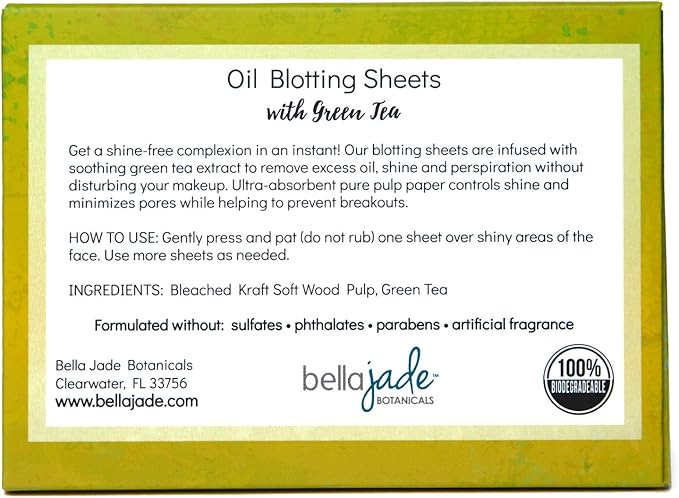 Oil Blotting Paper Sheets – Instantly Absorbs Excess (green tea)