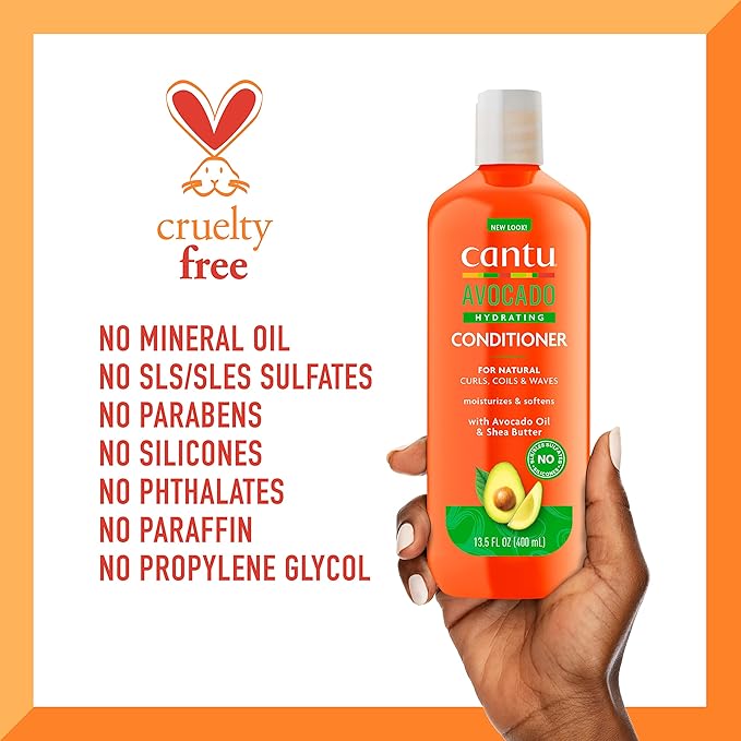 Cantu Avocado Hydrating Silicone-Free Conditioner with Pure Shea Butter, 13.5 oz (Pack of 2)