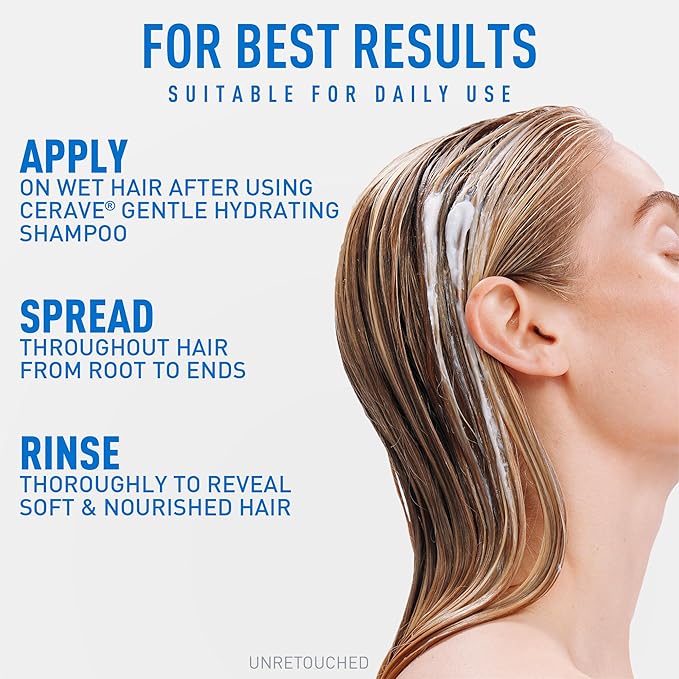 CeraVe Gentle Hydrating Conditioner, Hair Conditioner With Ceramides, Niacinamide & Hyaluronic Acid, Sulfate Free & Color Safe Conditioner, Moisturizing Conditioner For All Hair & Scalp Types