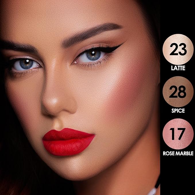 FOCALLURE 3 Pcs Cream Contour Sticks,Shades with Highlighter Finishing Makeup,TAN