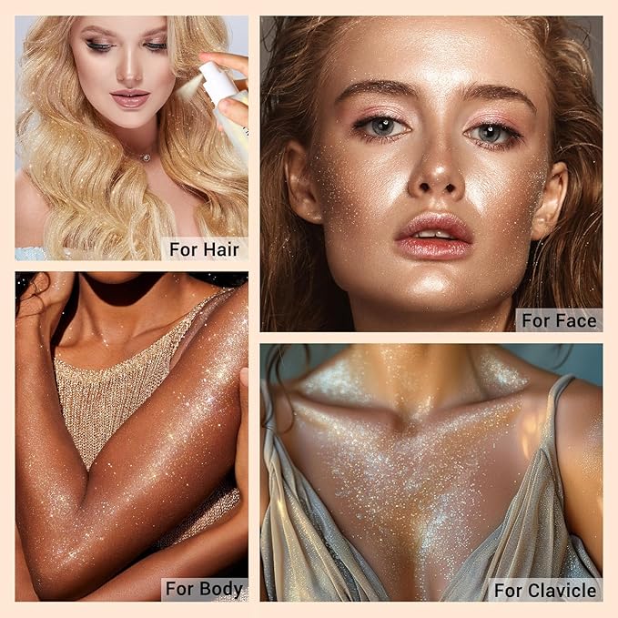 Face Liquid Highlighter Shimmer Body Spray for Hair (Y, Standard)